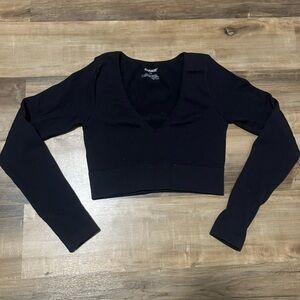 Garage Black Long Sleeve Crop Top